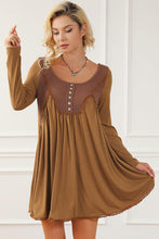 Load image into Gallery viewer, Lace Detail Round Neck Long Sleeve Dress