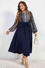 Load image into Gallery viewer, Melo Apparel Plus Size Printed Tie Belt Boat Neck Midi Dress