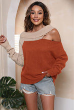 Load image into Gallery viewer, Asymmetrical Long Sleeve Two-Tone Cutout Sweater