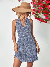 Load image into Gallery viewer, Ditsy Floral Halter Neck Ruffle Hem Dress