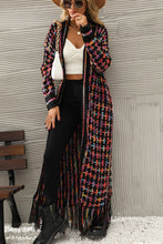Load image into Gallery viewer, Multicolored Open Front Fringe Hem Cardigan