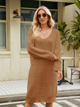 Load image into Gallery viewer, V-Neck Long Sleeve Sweater Dress