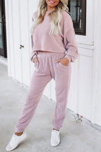 Load image into Gallery viewer, Round Neck Lantern Sleeve Top and Pocketed Pants Set