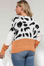 Load image into Gallery viewer, Plus Size Leopard Round Neck Long Sleeve Sweater