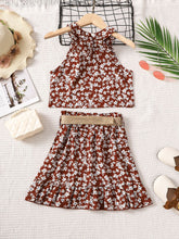 Load image into Gallery viewer, Floral Tank and Ruffle Hem Skirt Set