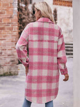 Load image into Gallery viewer, Plaid Dropped Shoulder Slit Coat