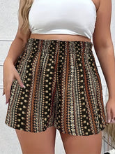Load image into Gallery viewer, Plus Size Printed High Waist Shorts