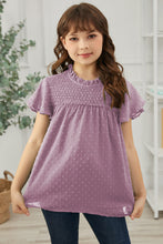 Load image into Gallery viewer, Girls Swiss Dot Smocked Flutter Sleeve Blouse