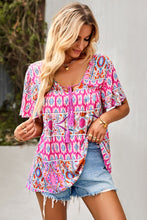Load image into Gallery viewer, Bohemian Tied Flutter Sleeve Blouse