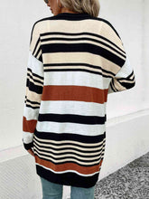 Load image into Gallery viewer, Striped Open Front Drop Shoulder Cardigan