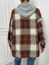 Load image into Gallery viewer, Plaid Drawstring Hooded Jacket