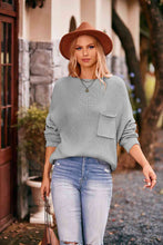 Load image into Gallery viewer, Round Neck Sweater with Pocket