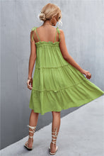 Load image into Gallery viewer, Tie-Shoulder Frill Trim Sleeveless Dress