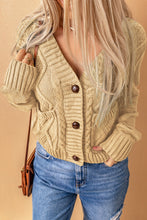 Load image into Gallery viewer, Mixed Knit Button Down Cardigan with Pockets