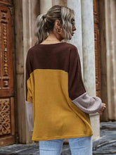 Load image into Gallery viewer, Color Block Waffle-Knit Long Sleeve Top
