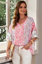 Load image into Gallery viewer, Mixed Print V-Neck Blouse
