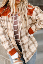 Load image into Gallery viewer, Double Take Plaid Contrast Corduroy Shacket