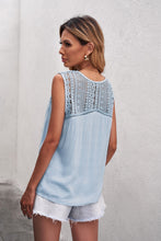 Load image into Gallery viewer, Spliced Lace Deep V Tie Hem Tank