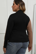 Load image into Gallery viewer, Plus Size Two-Tone Cutout Long Sleeve Top