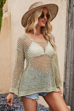 Load image into Gallery viewer, Openwork Round Neck Long Sleeve Cover Up