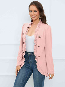 Ruffled Long Sleeve Blazer