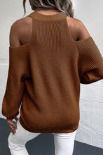 Load image into Gallery viewer, Cold Shoulder Plunge Neck Ribbed Cardigan