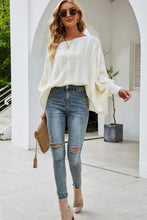 Load image into Gallery viewer, Openwork Boat Neck Dolman Sleeve Sweater