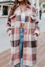 Load image into Gallery viewer, Plaid Button Up Dropped Shoulder Coat