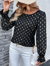 Load image into Gallery viewer, Double Take Printed Round Neck Flounce Sleeve Blouse