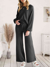Load image into Gallery viewer, Long Sleeve Lounge Top and Drawstring Pants Set