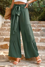 Load image into Gallery viewer, Tie Front Smocked Tiered Pants