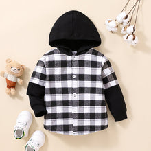 Load image into Gallery viewer, Plaid Button-Down Long Sleeve Hoodie