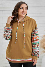 Load image into Gallery viewer, Plus Size Printed Side Slit Waffle-Knit Hoodie