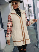 Load image into Gallery viewer, Geometric Zip-Up Collared Sherpa Jacket