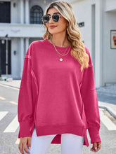 Load image into Gallery viewer, Exposed Seam High-Low Round Neck Sweatshirt