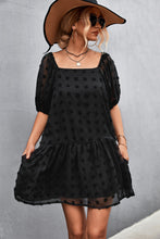 Load image into Gallery viewer, Swiss Dot Square Neck Half Balloon Sleeve Dress