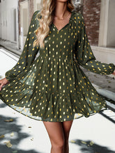 Load image into Gallery viewer, Tie Neck Long Sleeve Polka Dot Dress