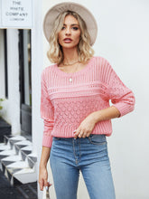 Load image into Gallery viewer, Round Neck Openwork Long Sleeve Sweater