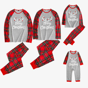 Women MERRY CHRISTMAS Graphic Top and Plaid Pants Set