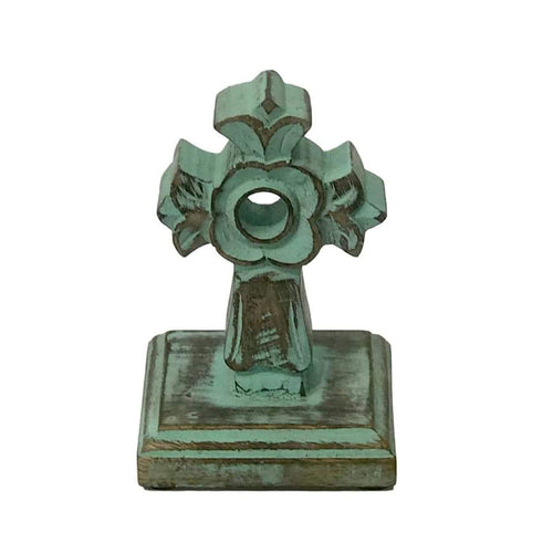 Carved Wood Louis Tabletop Cross