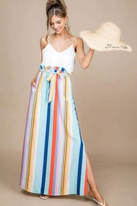 Sleeveless Striped Ruffle Dress