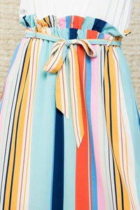 Sleeveless Striped Ruffle Dress