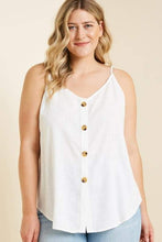 Load image into Gallery viewer, Plus Sleeveless Linen Button-Down Tank