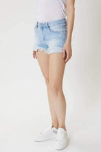 Load image into Gallery viewer, Light washed distressed denim shorts