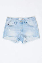 Load image into Gallery viewer, Light washed distressed denim shorts