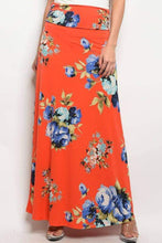 Load image into Gallery viewer, Orange Floral Maxi Skirt