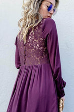 Load image into Gallery viewer, Purple Back Lace Button Down Dress