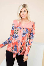 Load image into Gallery viewer, Button Up Long Sleeve Top with Floral Print