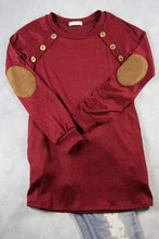 Load image into Gallery viewer, 2X plus size burgundy elbow patch tunic