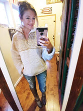 Load image into Gallery viewer, Mustard two tone faux Sherpa pullover